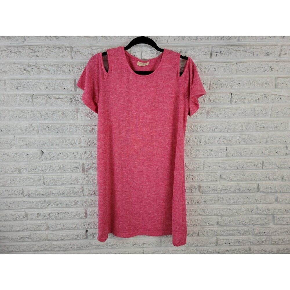 Bobbie Brooks Pink Shirt Dress XL Womens Knit Short Sleeve Stretch PIN11E